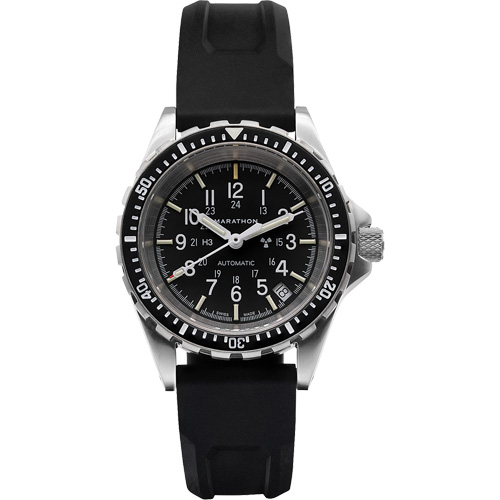 Steel Navigator with Date on Black 3-Piece Rubber Strap Kit, Digital, Battery Operated, 36 mm, Black Trail Hammer and Bolt