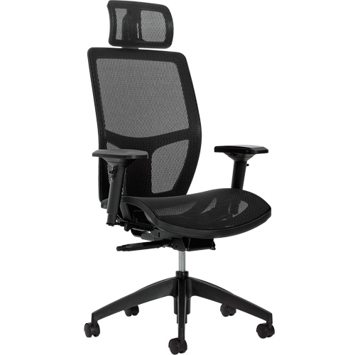 Chaise &agrave; dossier moyen avec m&eacute;canisme &agrave; basculement synchronis&eacute; &agrave; d&eacute;tection de poids Format+, Mailles, Noir, Capacit&eacute; 300 lb Trail Hammer and Bolt