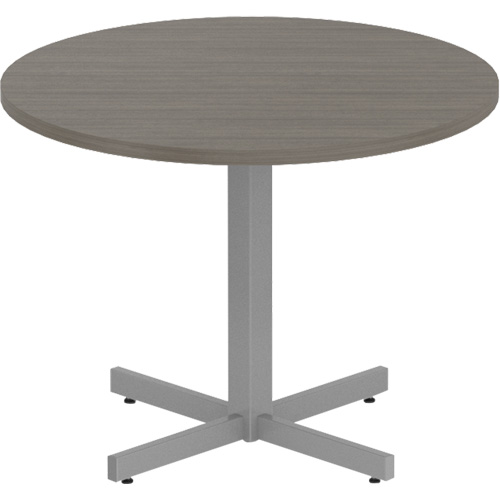 Newland Height-Adjustable Round Table, 36" L x 36" W x 29" H, 1" Top, Laminate, Brown Trail Hammer and Bolt