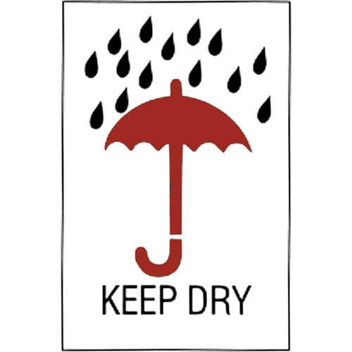 "Keep Dry" Special Handling Labels, 6" L x 4" W, Red on White Trail Hammer and Bolt