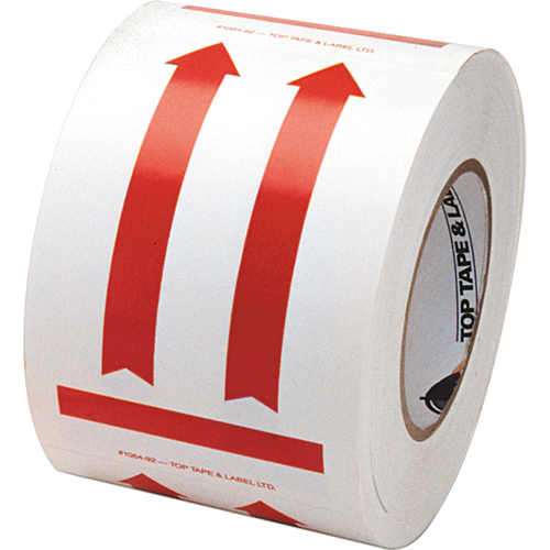 This Side Up Pictogram Special Handling Labels, 6" L x 4" W, Red on White Trail Hammer and Bolt