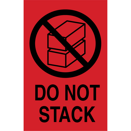 &eacute;tiquettes  Do Not Stack  pour envoi international, 6" lo x 4" la, Noir/rouge Trail Hammer and Bolt