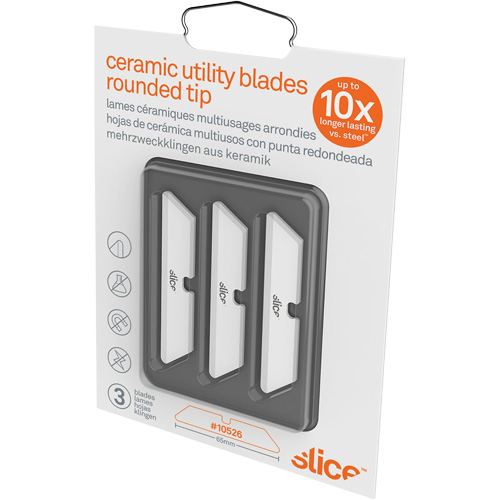 Slice Rounded Tip Replacement Blades for Ceramic Utility Knife, Single Style Trail Hammer and Bolt