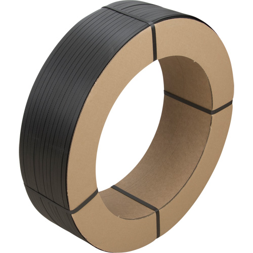 Strapping, Polypropylene, 1/2" W x 7200' L, Black, Manual Grade Trail Hammer and Bolt