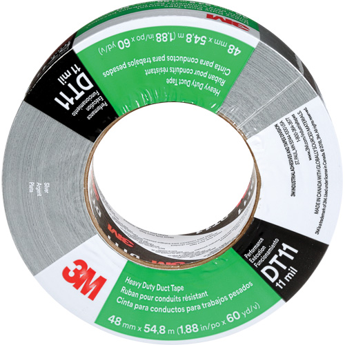 DT11 Heavy-Duty Duct Tape, 11 mils, Silver, 48 mm (2") x 55 m (180') Trail Hammer and Bolt