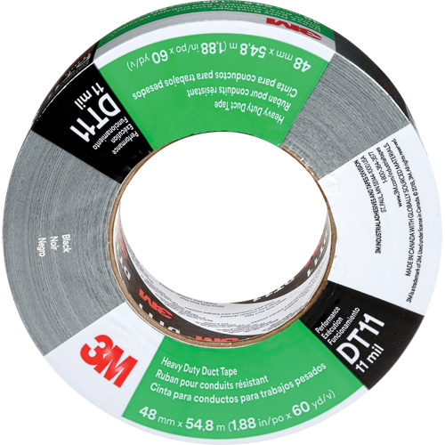 DT11 Heavy-Duty Duct Tape, 11 mils, Black, 48 mm (2") x 55 m (180') Trail Hammer and Bolt