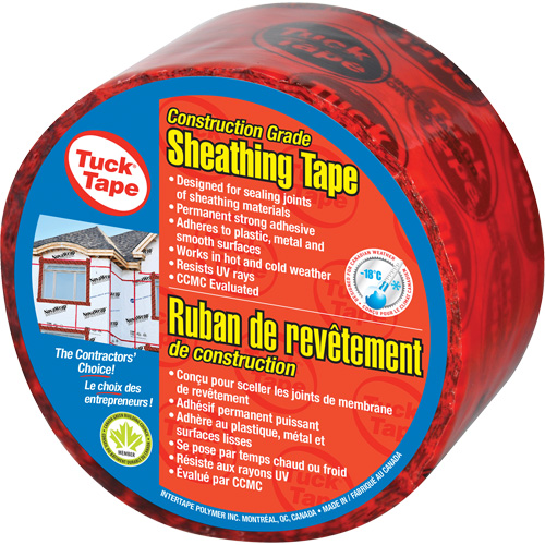 Contractors Sheathing Tape, 60 mm (2-3/8") x 55 m (180.4'), Red Trail Hammer and Bolt