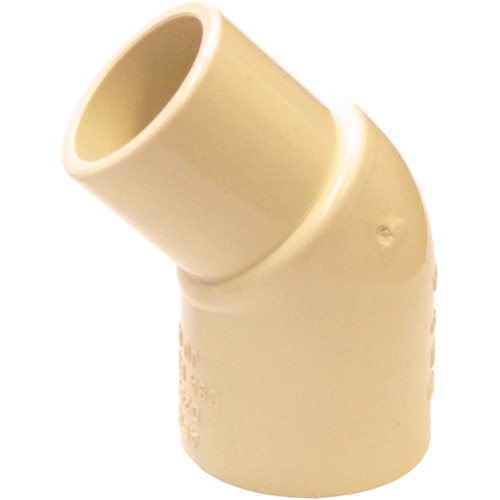 Raccord coude 45° m&acirc;le et femelle Flowguard Gold, Chantepleure x noeud, PVC-C, 1/2" Trail Hammer and Bolt