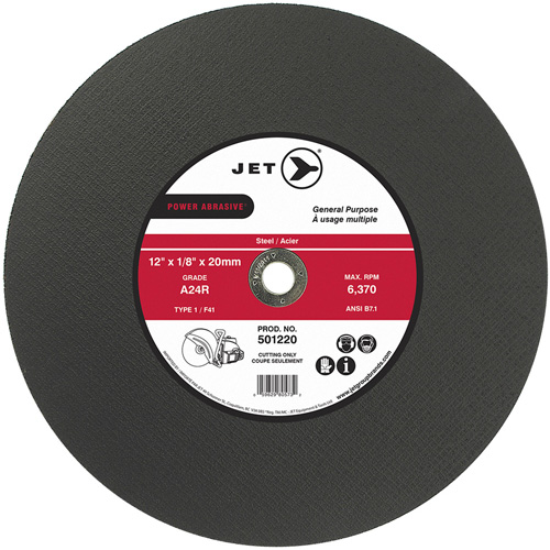 Meules &agrave; tronçonner POWER ABRASIVE, 12" x 1/8", Arbre de 20 mm, Type 1, 6370 Tr/min Trail Hammer and Bolt