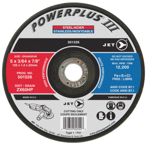 Meule &agrave; tronçonner POWERPLUS, 4-1/2" x 3/64", Arbre de 7/8", Type 1, 13 300 Tr/min Trail Hammer and Bolt