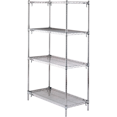 ETAGERE,4 TABL18X36X63,CHROME,800LB/TABL., Tiers 4, 36" la x 63" h x 18" p Trail Hammer and Bolt