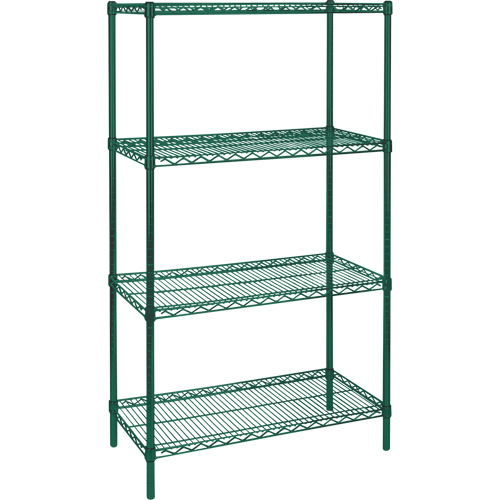 &eacute;tag&egrave;res robustes en treillis m&eacute;tallique au fini &eacute;poxy vert, 4 Tablettes, 36" la x 63" h x 18" p Trail Hammer and Bolt