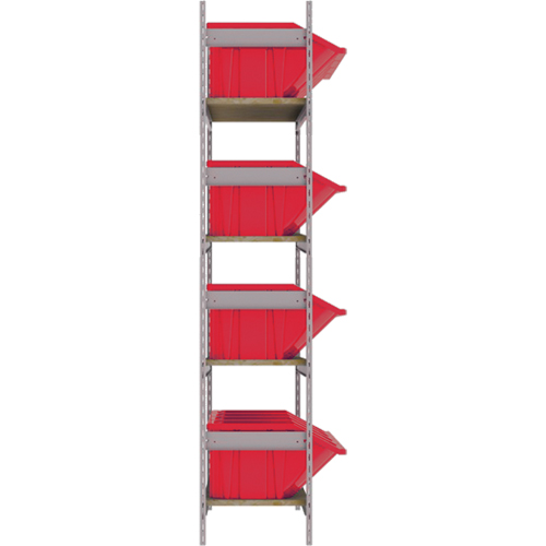 Wide Span Shelving with Jumbo Plastic Bins, Steel, Boltless, 800 lbs. Capacity, 66" W x 72" H x 18" D Trail Hammer and Bolt