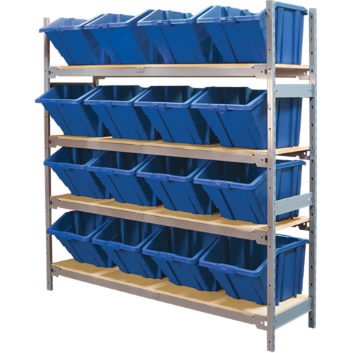 &eacute;tag&egrave;res larges avec bacs g&eacute;ants en plastique, Acier, Sans boulons, Capacit&eacute; 800 lb, 66" la x 72" h x 18" p Trail Hammer and Bolt
