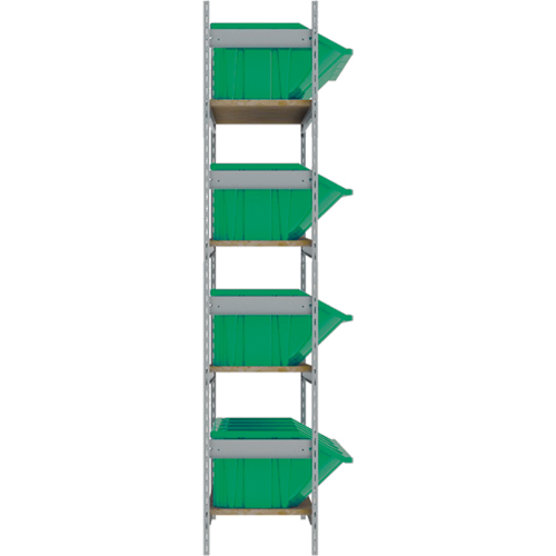 Wide Span Shelving with Jumbo Plastic Bins, Steel, Boltless, 800 lbs. Capacity, 66" W x 72" H x 18" D Trail Hammer and Bolt