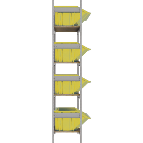 Wide Span Shelving with Jumbo Plastic Bins, Steel, Boltless, 800 lbs. Capacity, 66" W x 72" H x 18" D Trail Hammer and Bolt