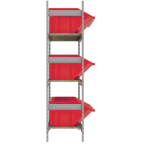 Wide Span Shelving with Jumbo Plastic Bins, Steel, Boltless, 800 lbs. Capacity, 66" W x 60" H x 18" D Trail Hammer and Bolt