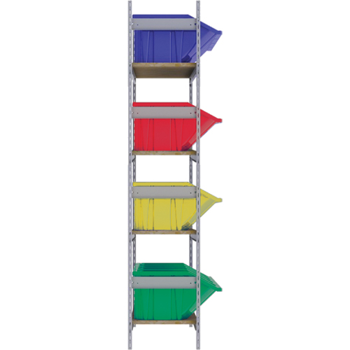 Wide Span Shelving with Jumbo Plastic Bins, Steel, Boltless, 800 lbs. Capacity, 66" W x 72" H x 18" D Trail Hammer and Bolt