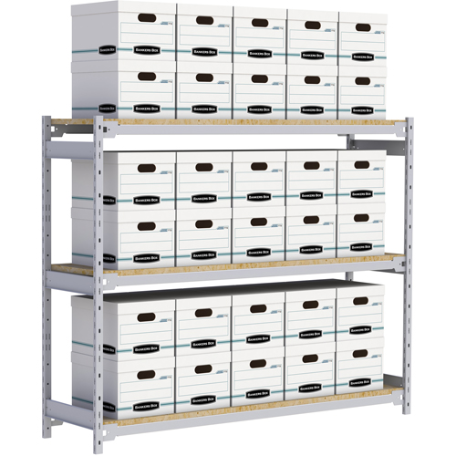 &eacute;tag&egrave;re-classeur de grande largeur, Acier, 3 Tablettes, 72" la x 18" p x 60" h Trail Hammer and Bolt