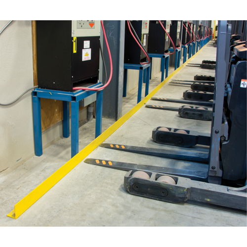 Floor Angle Guard Rails, Steel, 48" L x 5" H, Yellow Trail Hammer and Bolt