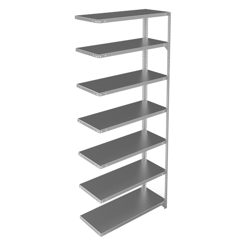 Shelving Unit, Galvanized Steel, Slotted Angle, 400 lbs. Capacity, 36" W x 84" H x 15" D Trail Hammer and Bolt