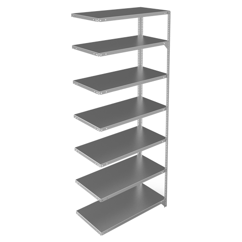 Shelving Unit, Galvanized Steel, Slotted Angle, 400 lbs. Capacity, 36" W x 84" H x 18" D Trail Hammer and Bolt