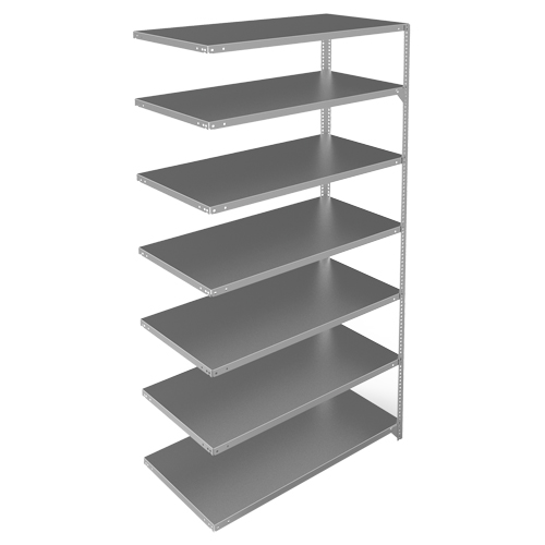 Shelving Unit, Galvanized Steel, Slotted Angle, 275 lbs. Capacity, 48" W x 84" H x 24" D Trail Hammer and Bolt