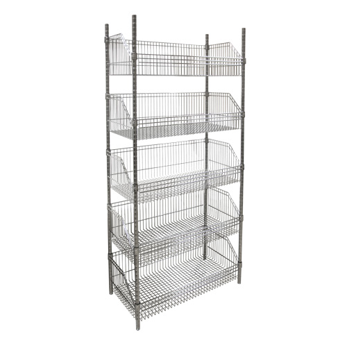 &eacute;tag&egrave;re &agrave; paniers-tablettes en treillis m&eacute;tallique, Tiers 5, 36" la x 74" h x 18" p Trail Hammer and Bolt