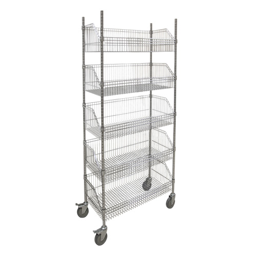 Wire Basket Shelving Cart, 5 Tiers, 36" W x 80" H x 18" D Trail Hammer and Bolt