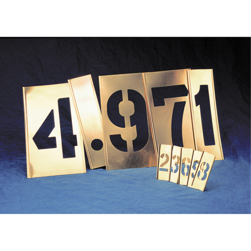 Gothic Brass Interlocking Stencils - Individual Letters & Numbers, Number, 6" Trail Hammer and Bolt