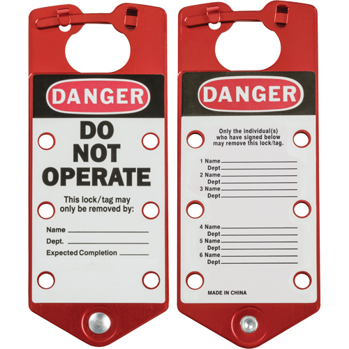 Labeled Lockout Hasps, Red Trail Hammer and Bolt