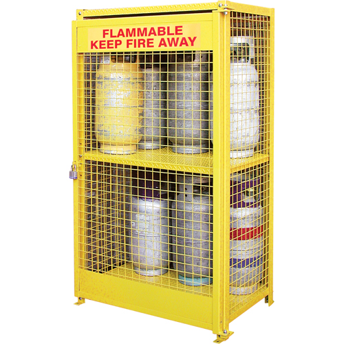 Armoires pour cylindres &agrave; gaz, nbre de bouteilles: 12, 44" , 30" , 74" , Jaune Trail Hammer and Bolt