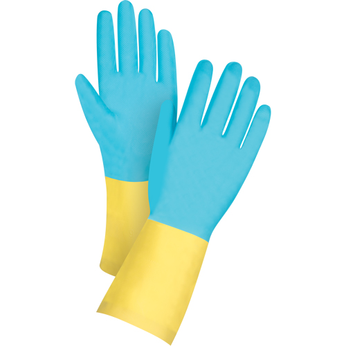 Gants tremp&eacute;s de premi&egrave;re qualit&eacute; r&eacute;sistants aux produits chimiques, Taille Grand/9, 12" lo, N&eacute;opr&egrave;ne/Latex de caoutchouc, Doublure en Ouat&eacute;e, 20 mils Trail Hammer and Bolt