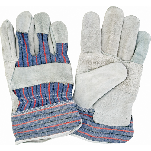 Gants d'ajusteur &agrave; paume renforc&eacute;e d'usage standard, Grand, Paume en Cuir de vache refendu, Doublure en Coton Trail Hammer and Bolt