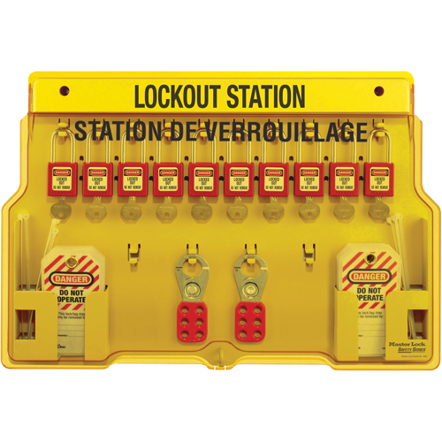 Stations de verrouillage, Cadenas Thermoplastique, Capacit&eacute; de 10, Cadenas Compris Trail Hammer and Bolt
