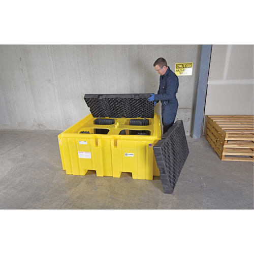 GRV Spill Pallet Plus sans drain, Capacit&eacute; de d&eacute;versement 365 gal. US, 62" x 62" x 28" Trail Hammer and Bolt
