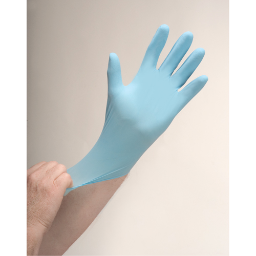 Gants d'examen r&eacute;sistants &agrave; la perforation, T-Grand, Nitrile, 4,5 mils, Poudr&eacute;s, Bleu Trail Hammer and Bolt