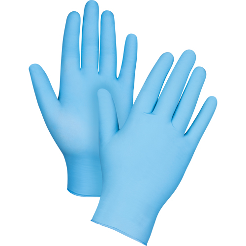 Gants d'examen r&eacute;sistants &agrave; la perforation, T-Grand, Nitrile, 4,5 mils, Poudr&eacute;s, Bleu Trail Hammer and Bolt