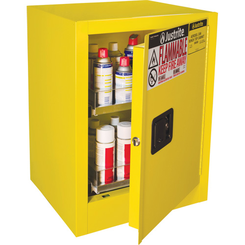 Sure-Grip&reg; EX Benchtop Flammable Safety Cabinet, 24 gal., 1 Door, 21" W x 27" H x 18" D Trail Hammer and Bolt
