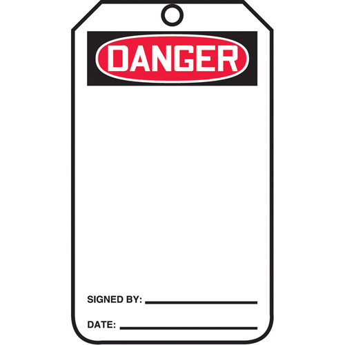 Safety Tags, Plastic, 3-3/8" W x 5-7/8" H, English Trail Hammer and Bolt