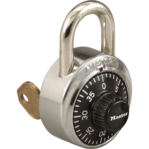 Padlock, Combination, Hardened Steel, 1-7/8" Width Trail Hammer and Bolt