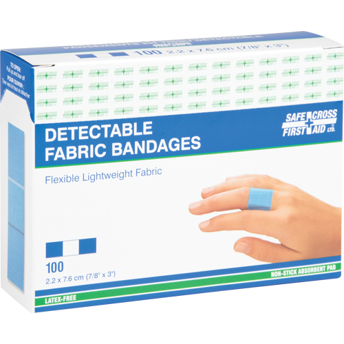 Bandages, Rectangulaire/carr&eacute;e, 3", Tissu d&eacute;tectable, St&eacute;rile Trail Hammer and Bolt