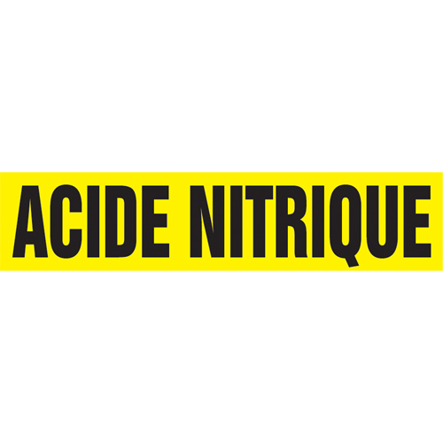 Marqueur de tuyau "Acid Nitrique", Autocollant, 4" h x 24" la, Noir sur jaune Trail Hammer and Bolt