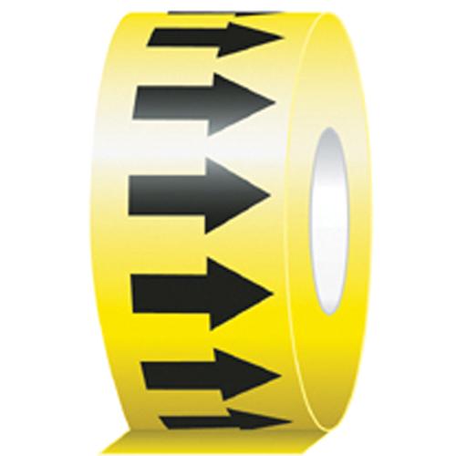 Directional Flow Arrow Tapes, 104', Black on Yellow Trail Hammer and Bolt
