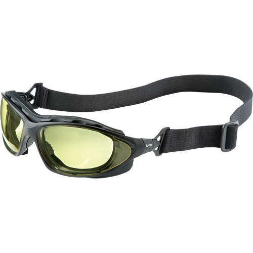 Uvex HydroShield&reg; Seismic&reg; Safety Goggles, Amber Lens, Anti-Fog/Anti-Scratch, Closed Vent Trail Hammer and Bolt
