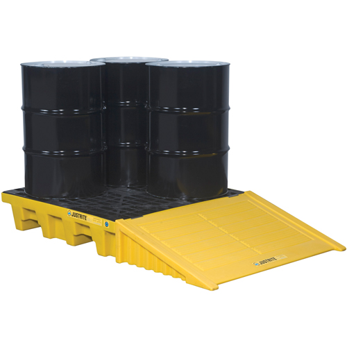 EcoPolyBlend Spill Control Pallets - With Drain, 73 US gal. Spill Capacity, 49" x 49" x 10.2" Trail Hammer and Bolt