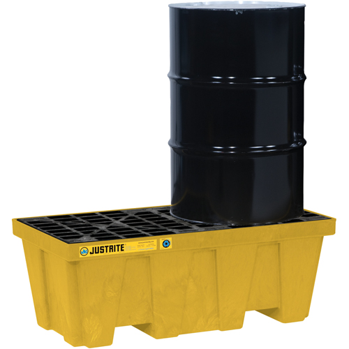 EcoPolyBlend Spill Control Pallets - With Drain, 66 US gal. Spill Capacity, 49" x 25" x 18" Trail Hammer and Bolt