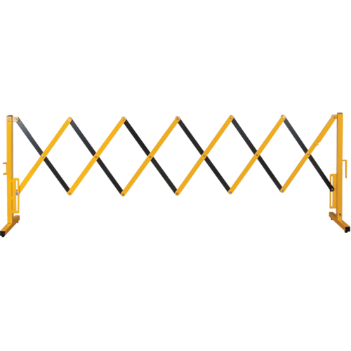 Expandable Barrier, 37" H x 11' L, Black/Yellow Trail Hammer and Bolt