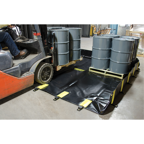 Rigid-Lock QuickBerm&reg;, 745 US gal. Capacity, 10' W x 10' L x 12" H, Stake Wall Trail Hammer and Bolt