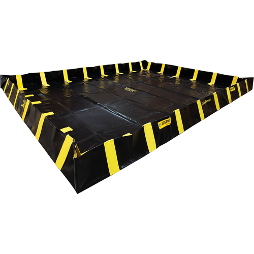 QuickBerm&reg; Containment Berm with Inside Wall Supports, 1795 gal. Capacity, 12' W x 20' L x 12" H, Snap-Up Bracket Trail Hammer and Bolt